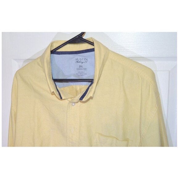 Austin Clothing Co Men's Size 2XL Long Sleeve Shirt Yellow Button Down Collar - Picture 2 of 4